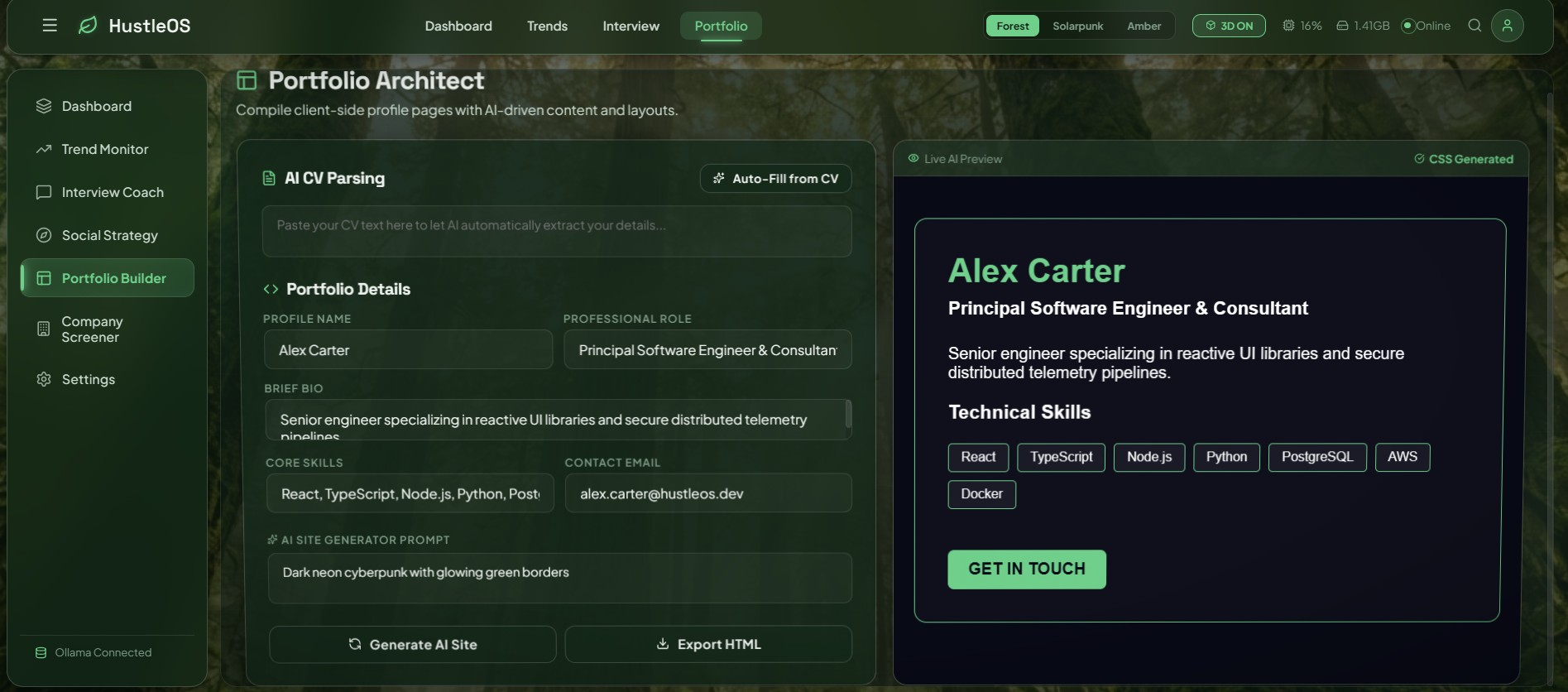 HustleOS Agentic Dashboard Showcase